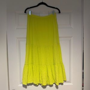 Seersucker bright yellow-green layered skirt. Urban outfitters size M.